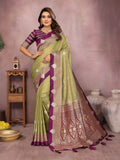 Aastha Fashion Pista Silk Sarees Weaving Saree | Grocsy