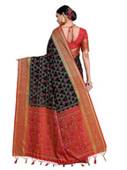 Mimosa Women's Kanjivaram Art Silk Black Saree | Grocsy