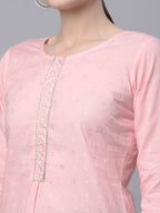 Ahalyaa Women Baby Pink Beautiful Pure Cotton Printed Tunic | Grocsy