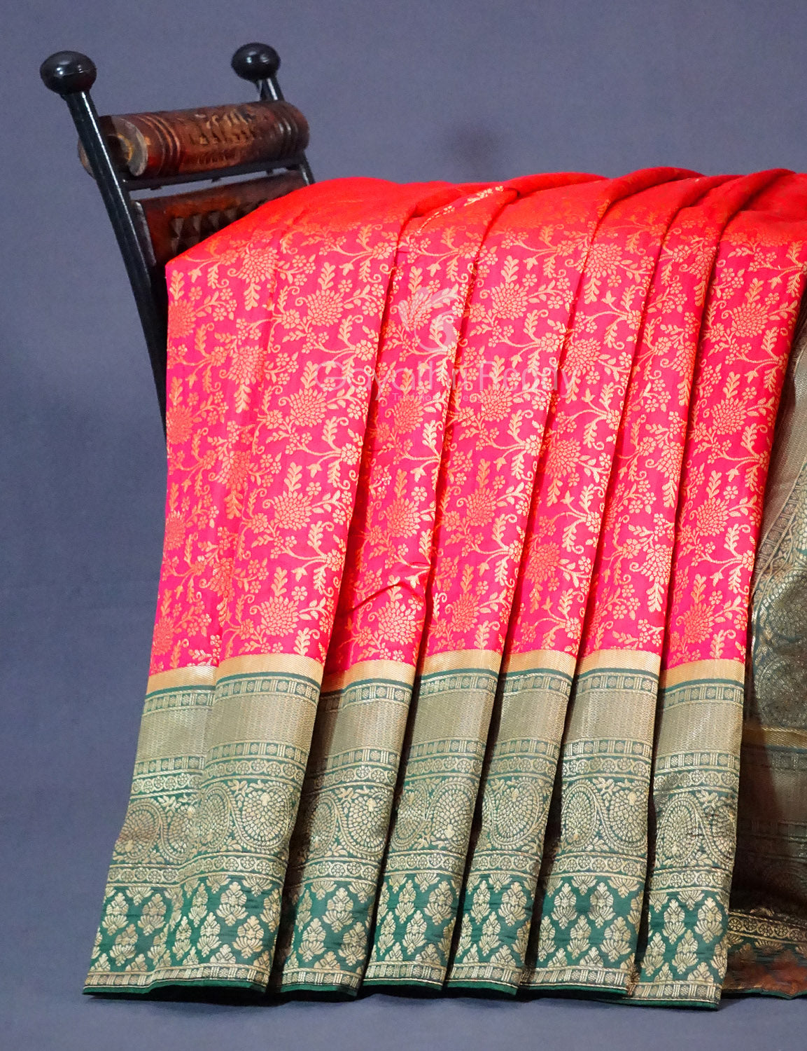 Shades of Peach Pink Floral Designbanaras Semi Silk Saree By Gayathri Reddy Designer Studio | Grocsy