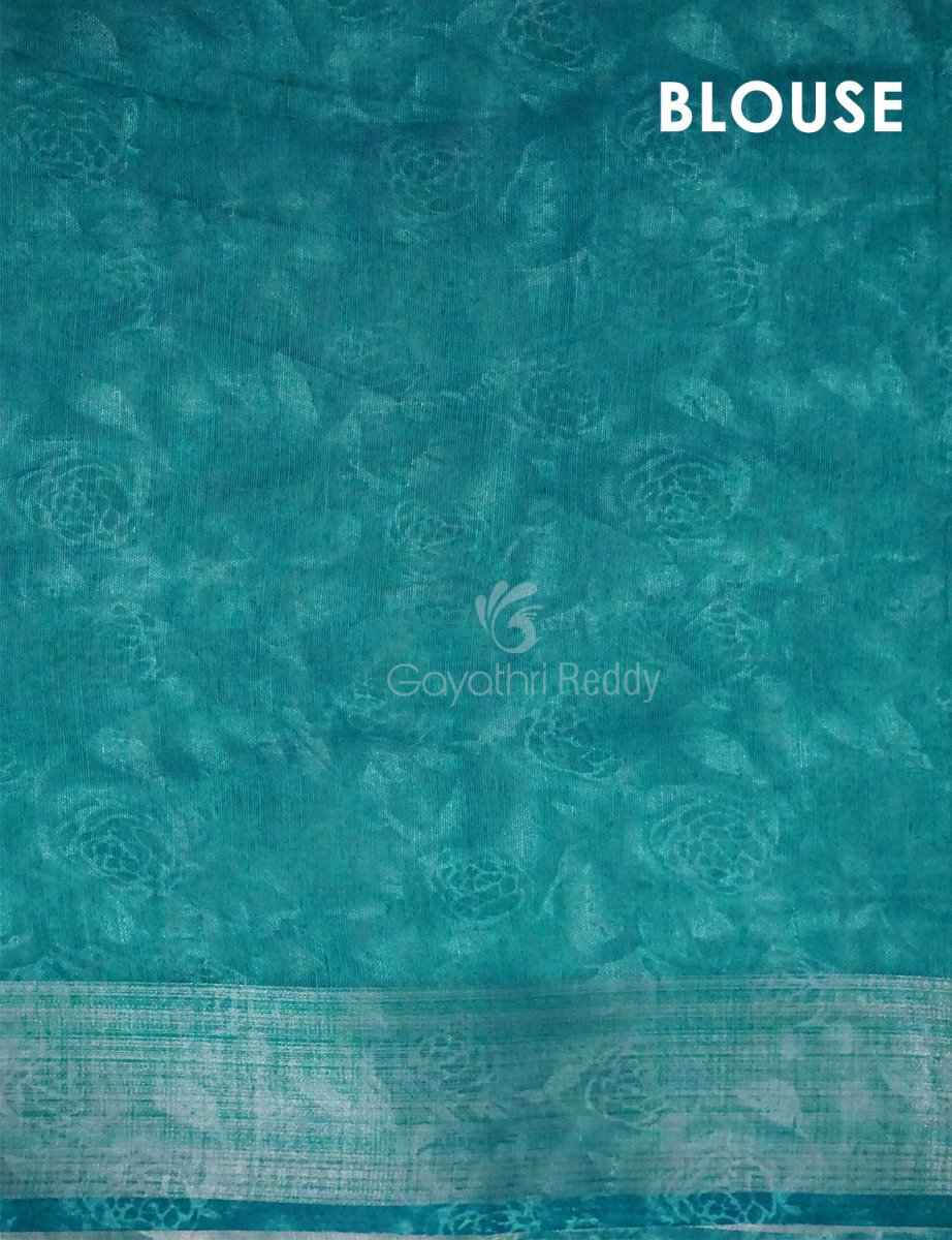 Baby Peach Floral Print Semi Chanderi Saree By Gayathri Reddy Designer Studio | Grocsy