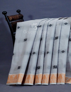 Kalanetha Shades of Grey Pure Kanchi Cotton Saree With Kanchi Traditional Border By Gayathri Reddy Designer Studio | Grocsy