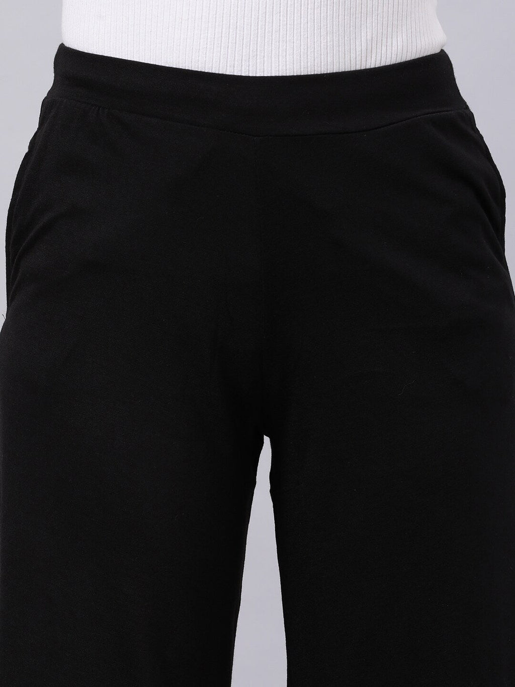 Souchii Women Black Liva Solid Palazzos | Grocsy