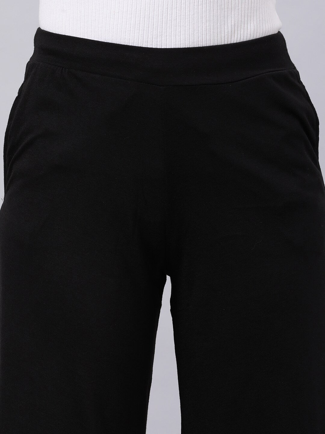 Souchii Women Black Liva Solid Palazzos | Grocsy
