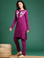 Sangria Paisley Embroidered Thread Work Kurta with Trouser | Grocsy