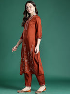 Indo Era Women Ethnic Motifs Embroidered Regular Sequinned Kurta with Trousers & With Dupatta | Grocsy