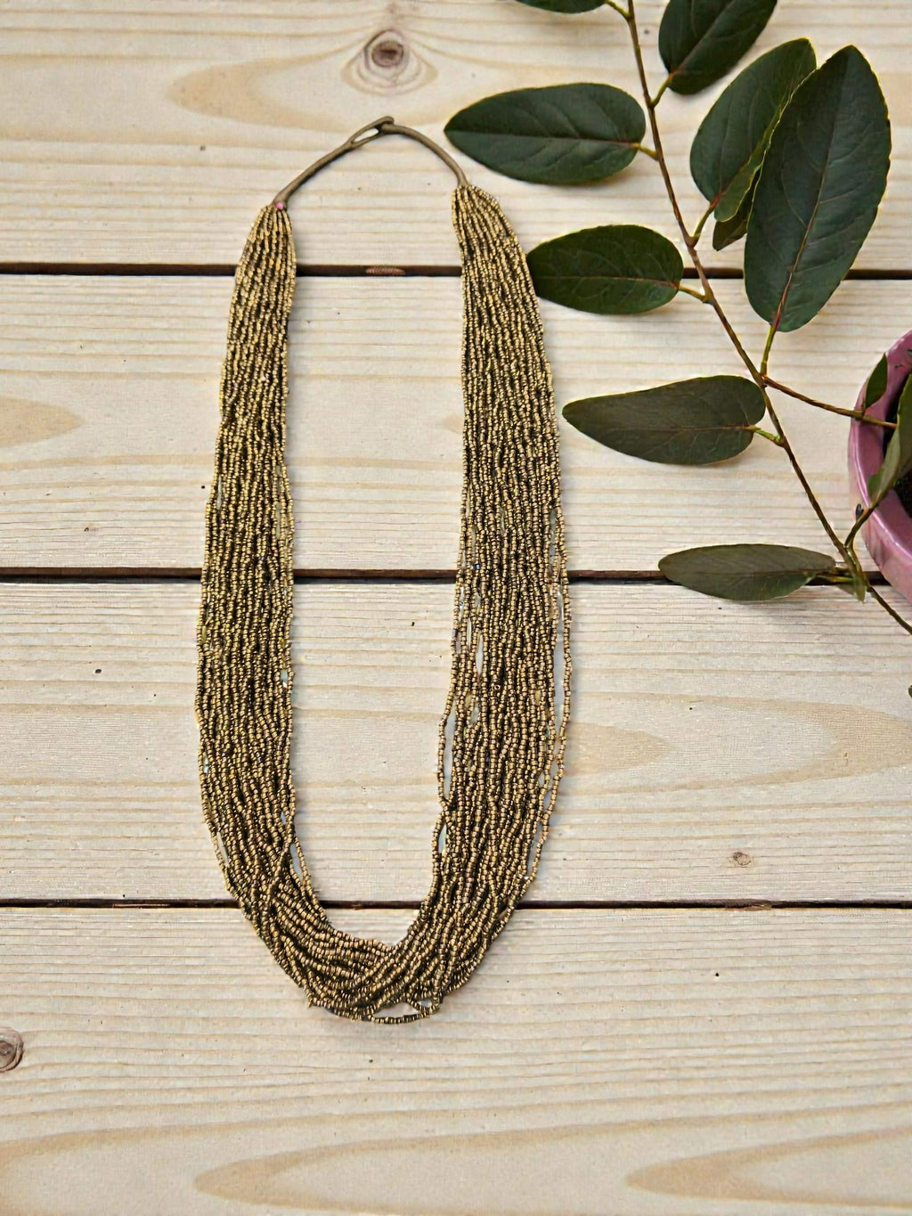 Inhanns Rangsaaz 20-Layer Luxe Long Beaded Only Necklace - Golden Long | Grocsy