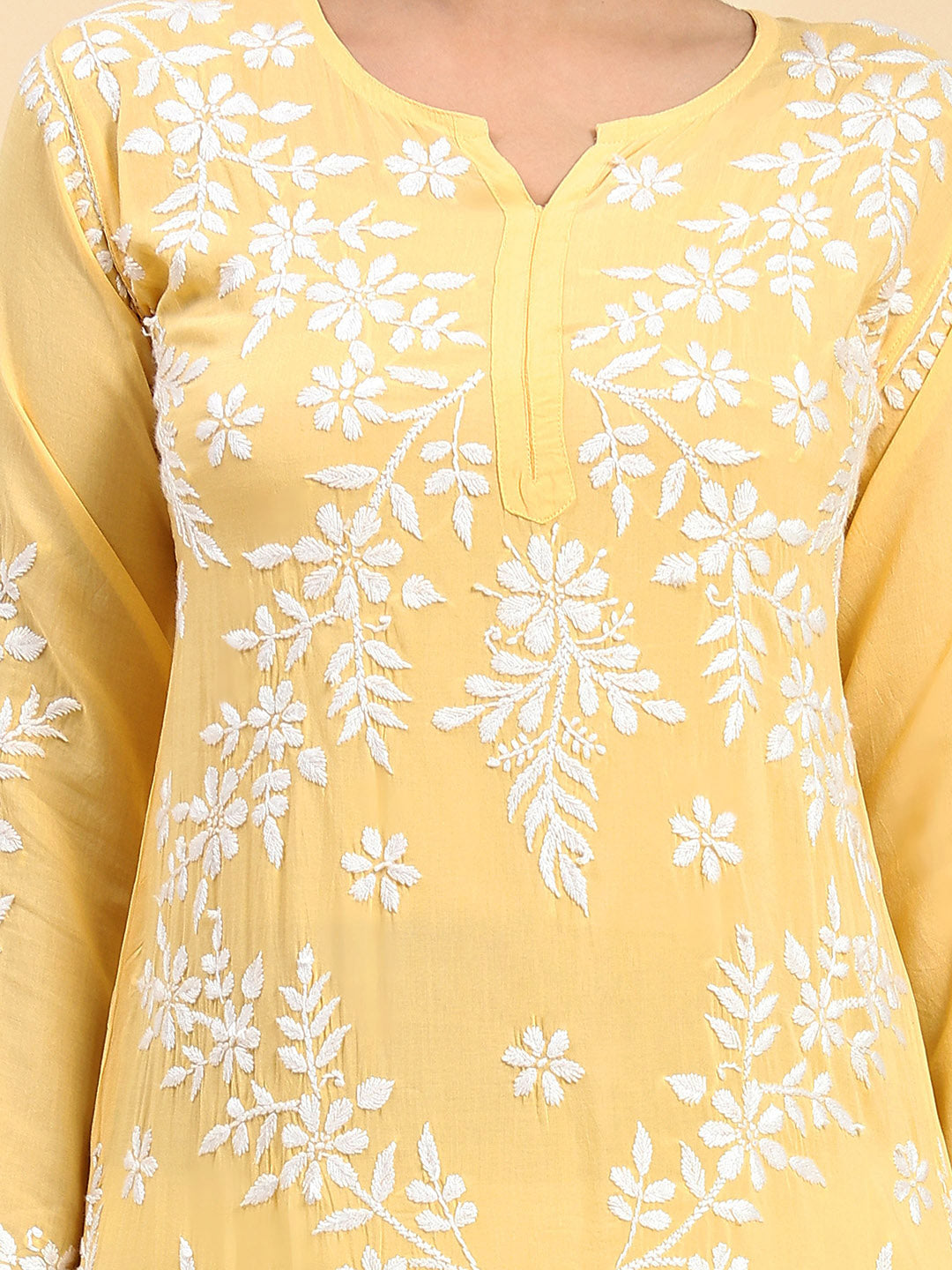 HOUSE OF KARI Ethnic Motifs Embroidered Chikankari Straight Kurta | Grocsy