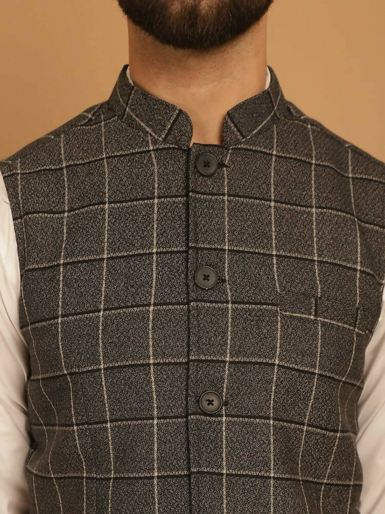 Even Apparels Nehru Jacket With Welt Pockets - Grey | Grocsy