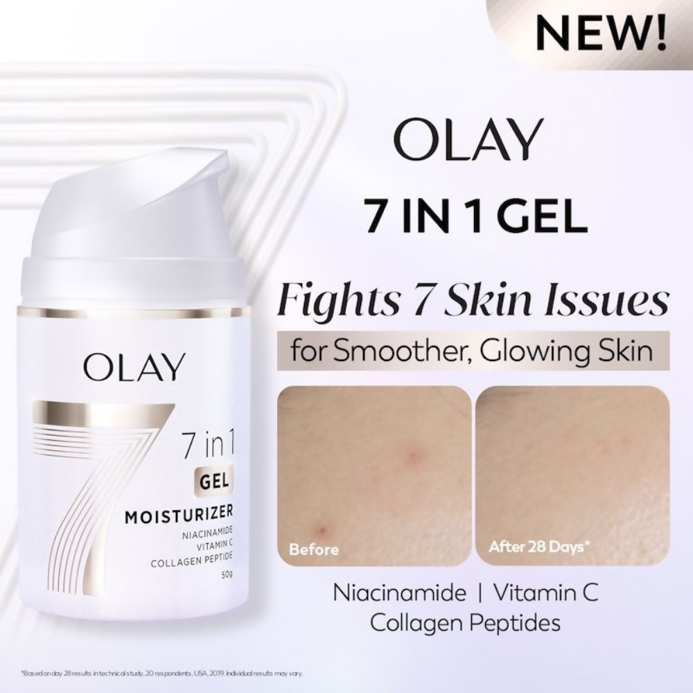Olay 7in1 Gel Moisturizer with Niacinamide, Vitamin C, Collagen Peptide | Grocsy
