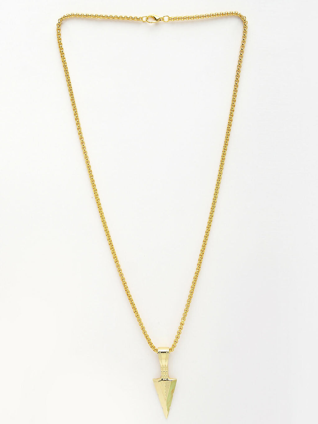 NVR Men's Gold-Polished Arrow-Shaped Pendant With Chain | Grocsy
