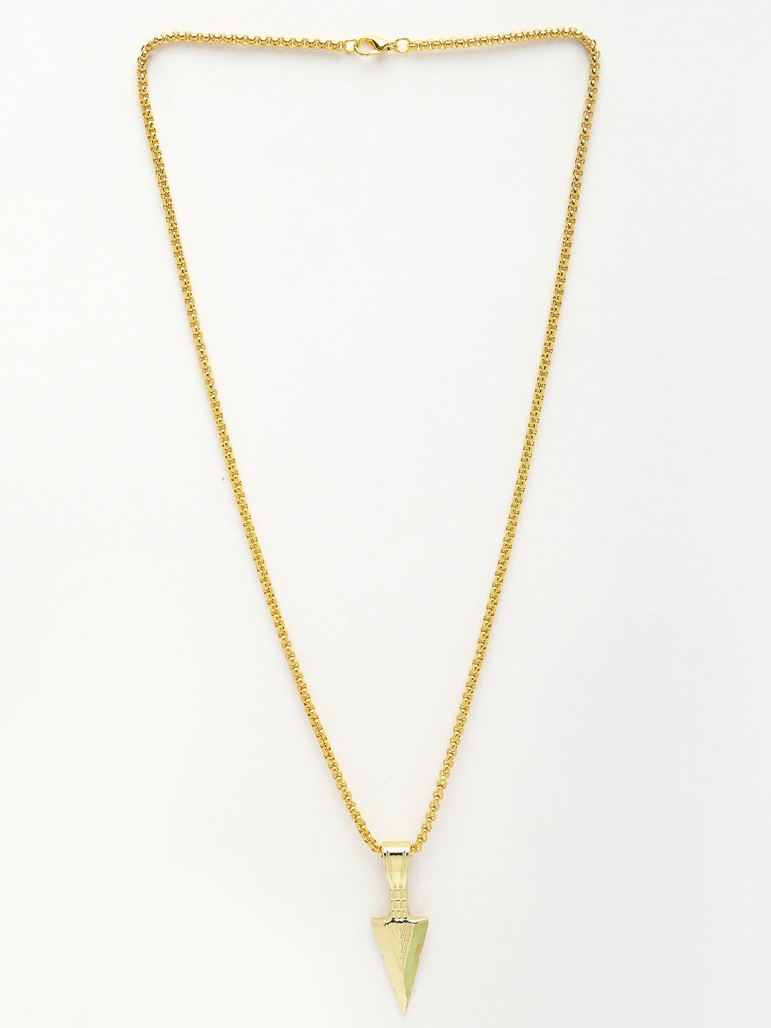 NVR Men's Gold-Polished Arrow-Shaped Pendant With Chain | Grocsy