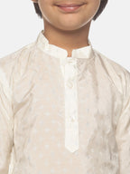 Sethukrishna Boys Cream-Coloured Printed Kurta with Pyjamas | Grocsy
