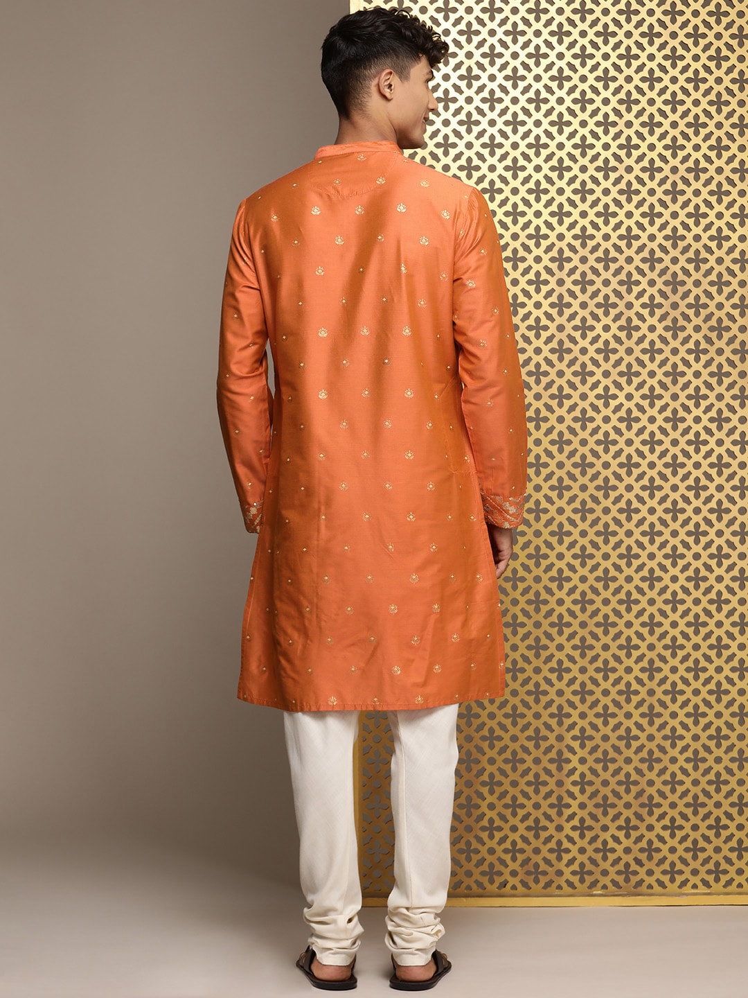 House of Pataudi Jashn Ethnic Motifs Yoke Design Sequinned Kurta | Grocsy