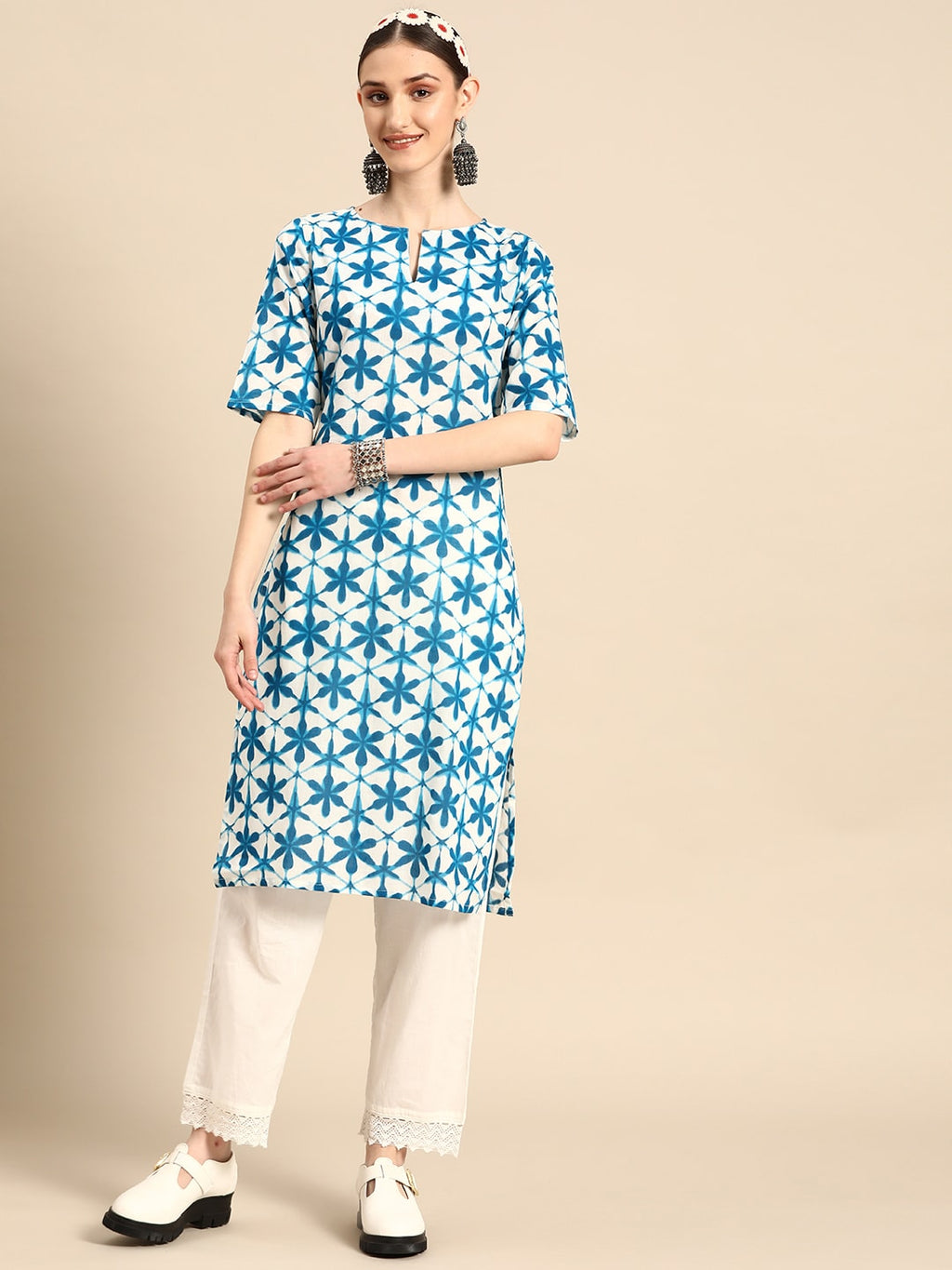 Sangria Women Pure Cotton Floral Printed Kurta | Grocsy