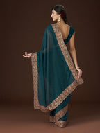 kasee Floral Embroidered Embellished Saree | Grocsy