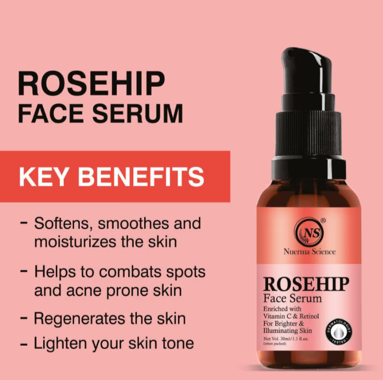 Nuerma Science Rosehip Face Serum | Hydrates, Reduces Scars & Corrects Fine Lines | Grocsy