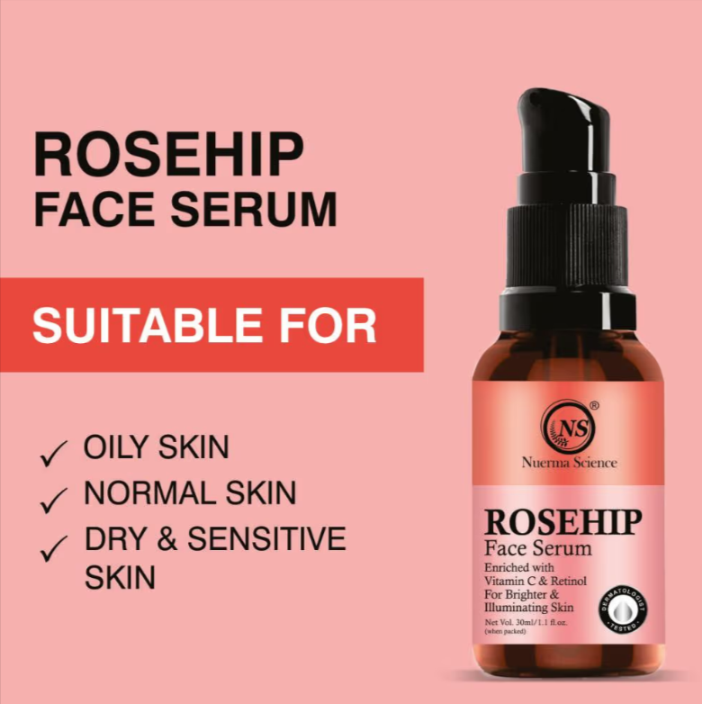 Nuerma Science Rosehip Face Serum | Hydrates, Reduces Scars & Corrects Fine Lines | Grocsy