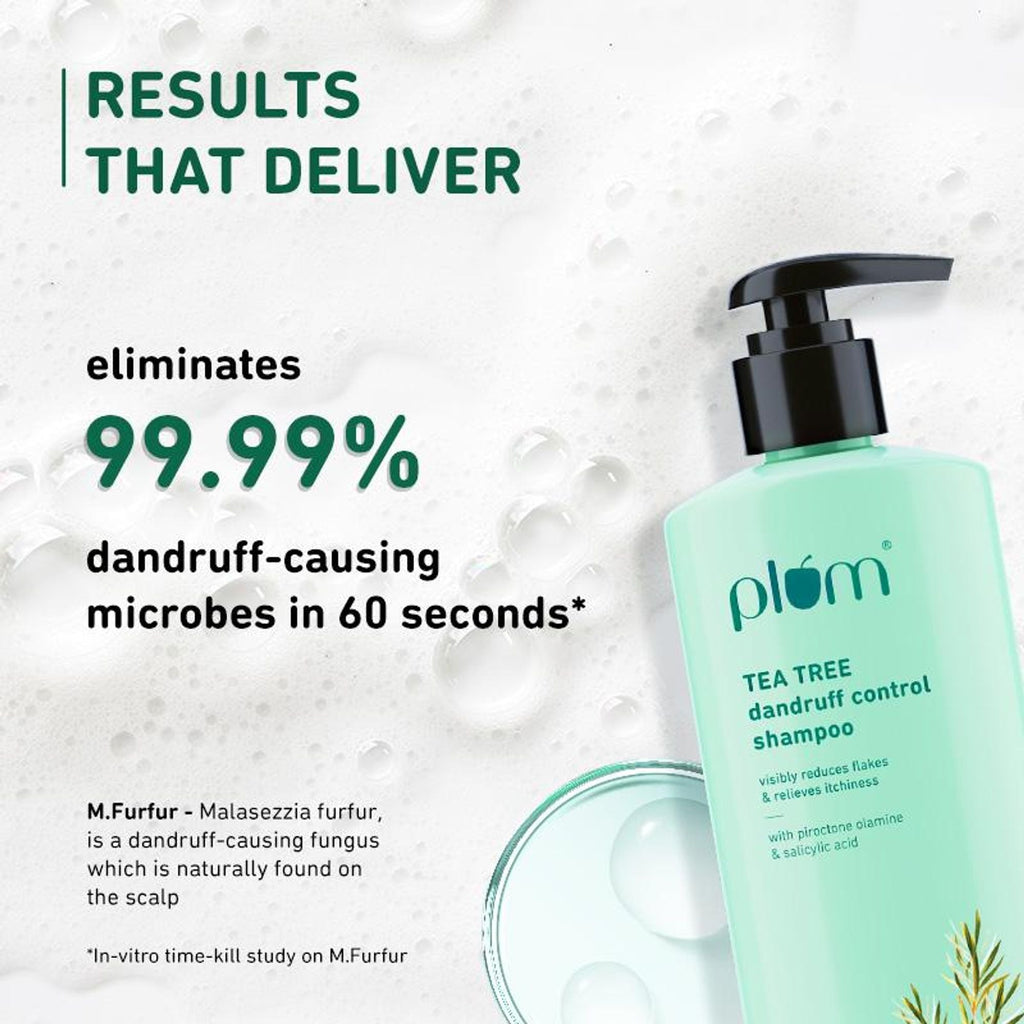 Plum Tea Tree Dandruff Control Shampoo, Paraben-Free with Piroctone Olamine | Grocsy