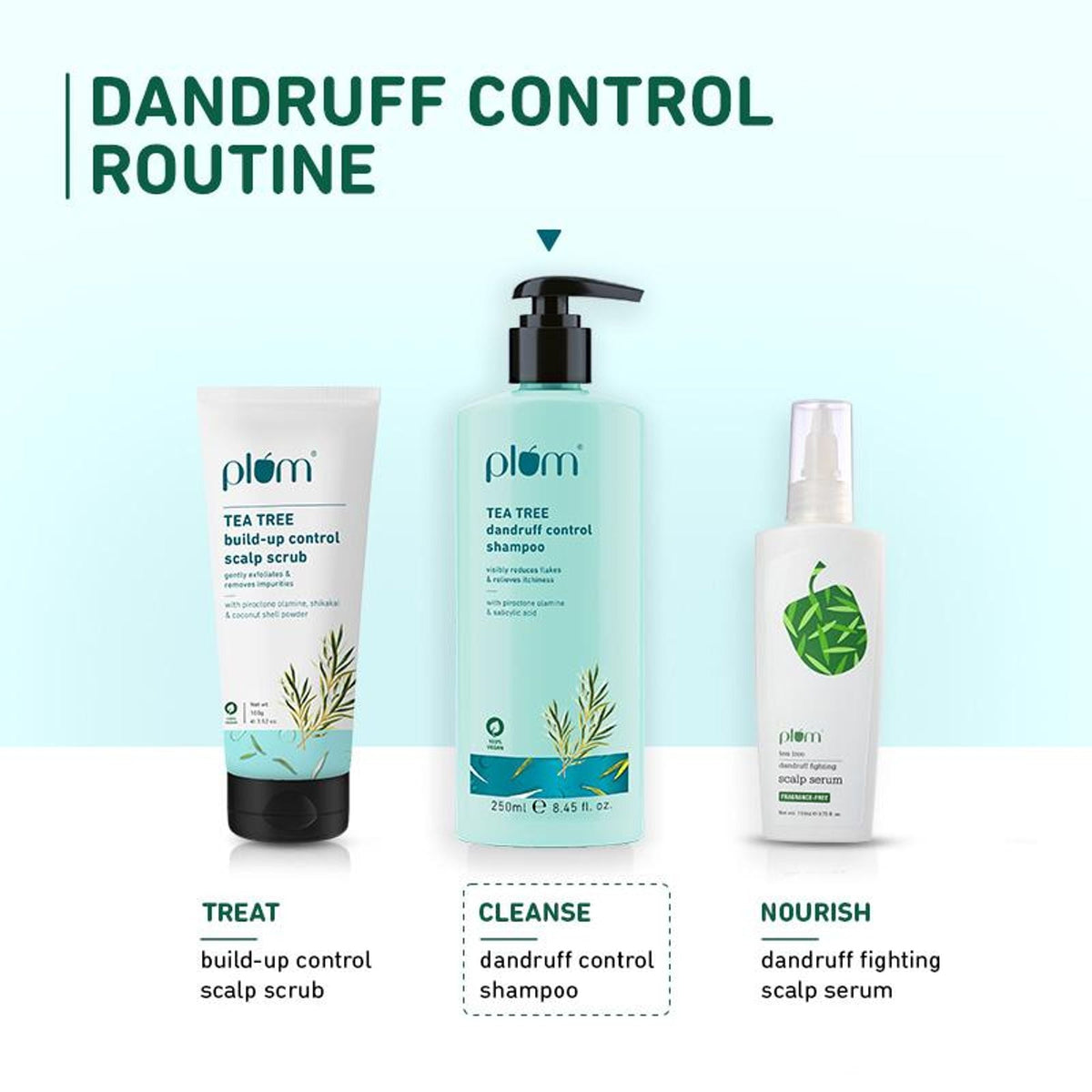 Plum Tea Tree Dandruff Control Shampoo, Paraben-Free with Piroctone Olamine | Grocsy