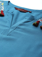 Sangria Women Tassel Detail Straight Kurta with Pocket | Grocsy