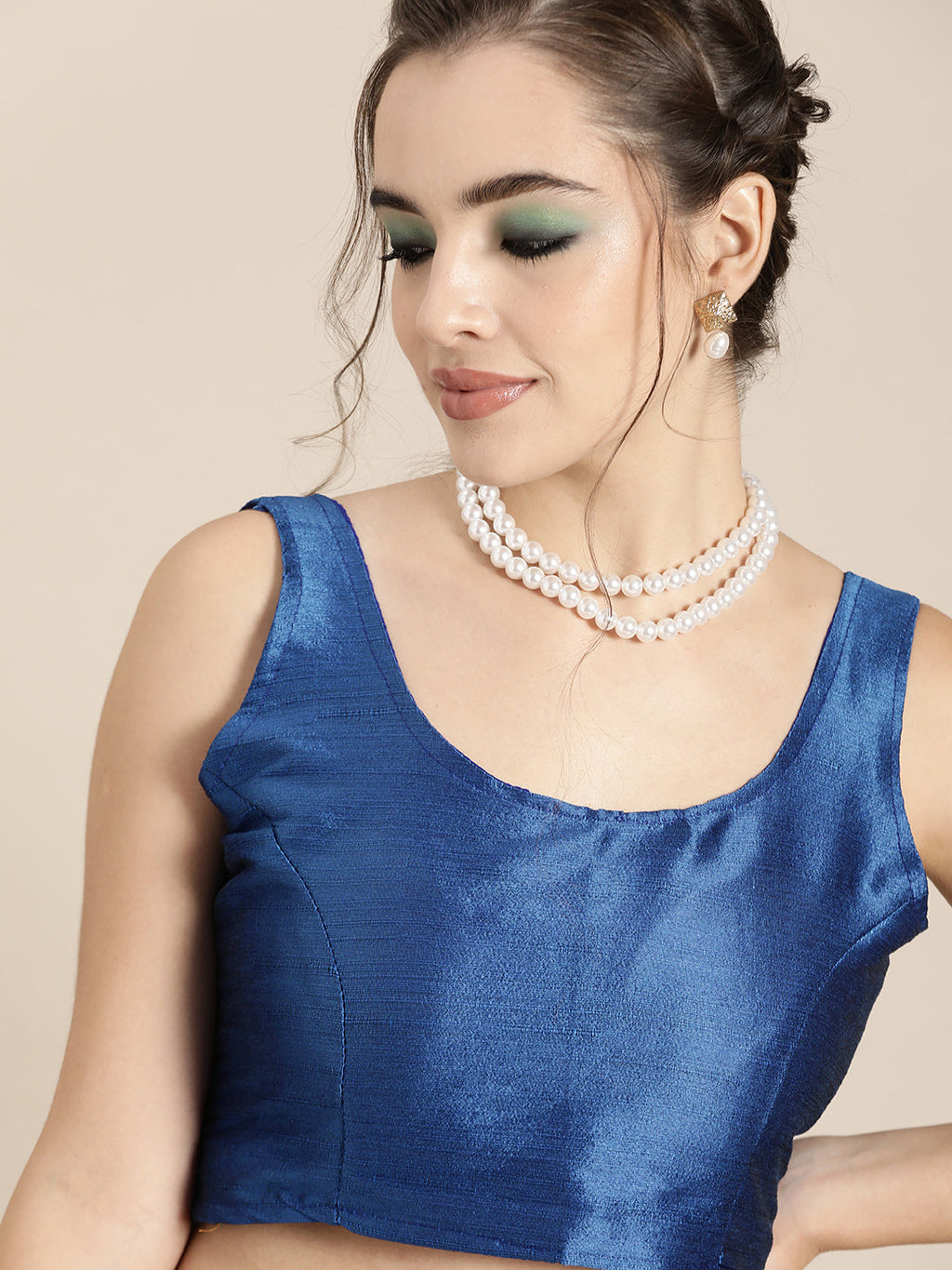 Saree Mall Blue Floral Sequinned Linen Blend Chanderi Saree | Grocsy