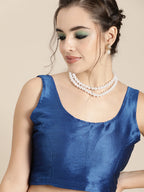 Saree Mall Blue Floral Sequinned Linen Blend Chanderi Saree | Grocsy