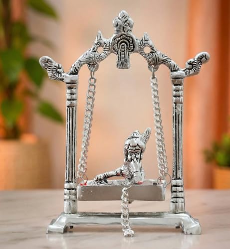 KridayKraft Laddu Gopal on Jhulla Palana Metal Showpiece Religious Figurines | Grocsy