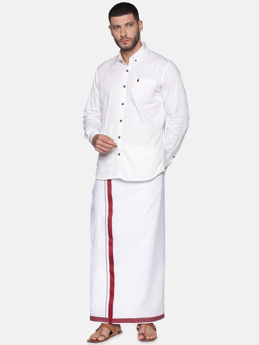 Sethukrishna Men White Solid Dhoti | Grocsy