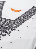 Indo Era Floral Embroidered Pure Cotton Kurta with Trousers & Dupatta | Grocsy