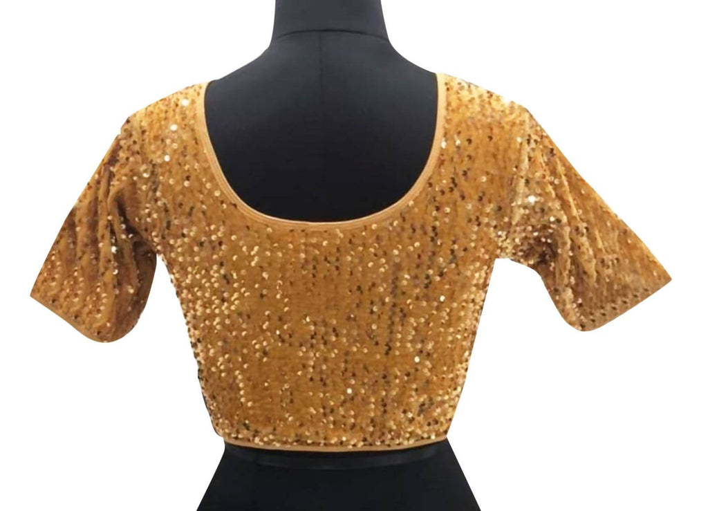 Vamika Brown Velvet Sequence Blouse | Grocsy