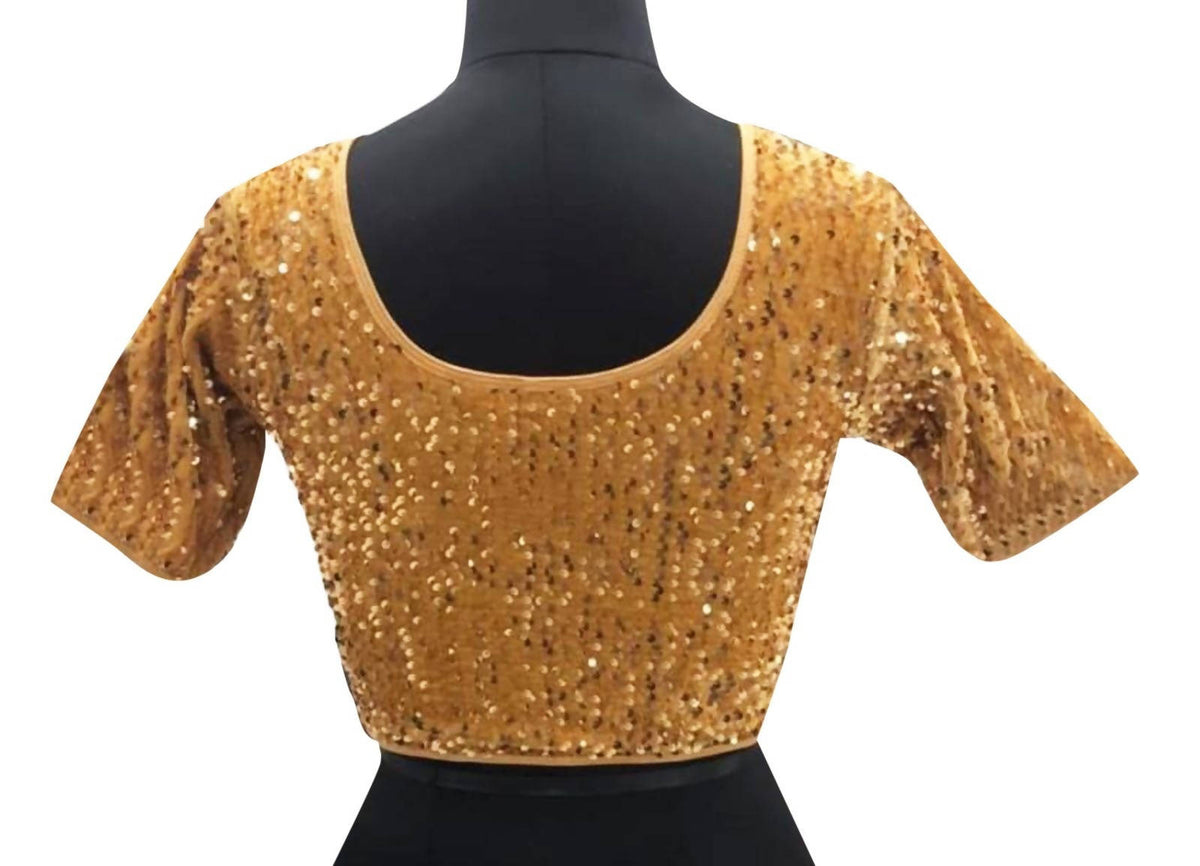 Vamika Brown Velvet Sequence Blouse | Grocsy