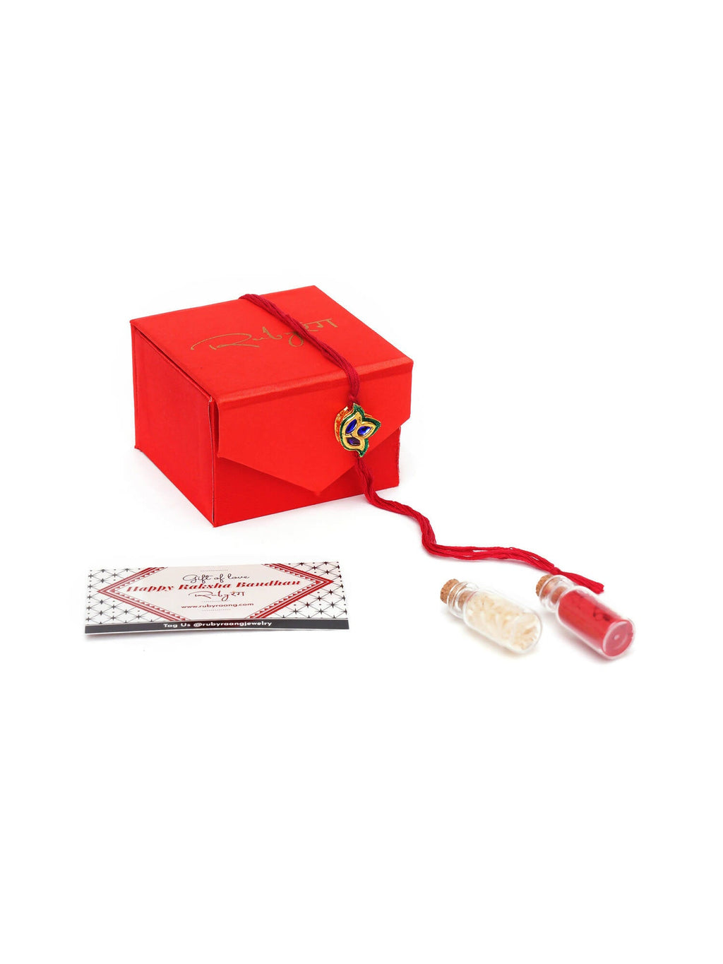 Designer kundan Rakhi - Ruby Raang | Grocsy