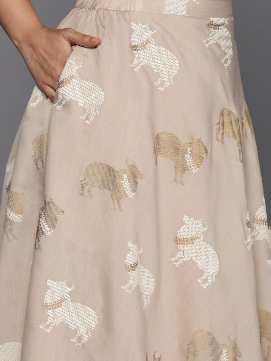 Ahalyaa Women's Traditional Wear Co-ords - Tan | Grocsy