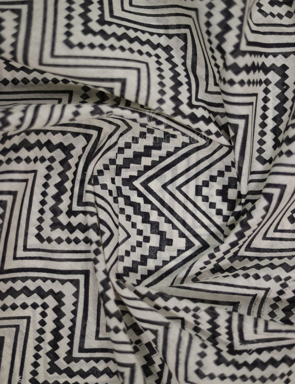 Cream And Black Colour Combo With Waves Print Pure Mulmul Cotton Saree By Gayathri Reddy Designer Studio | Grocsy