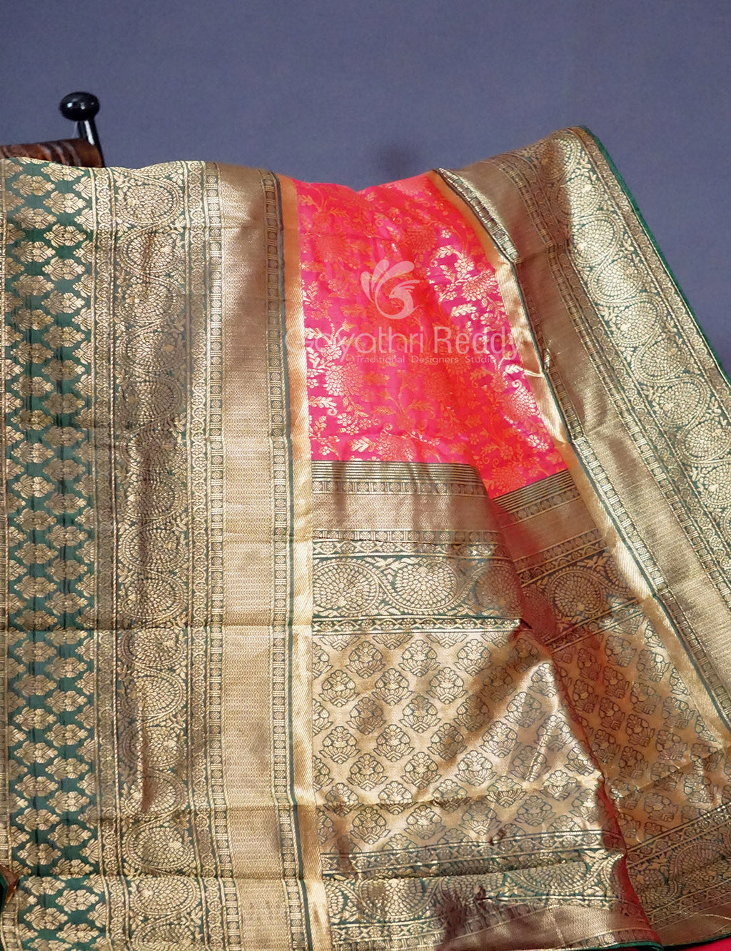 Shades of Peach Pink Floral Designbanaras Semi Silk Saree By Gayathri Reddy Designer Studio | Grocsy