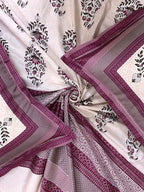 BELLA CASA Pink & White 350TC Ethnic Motifs Pure Cotton King Bedsheet with 2 Pillow Covers | Grocsy