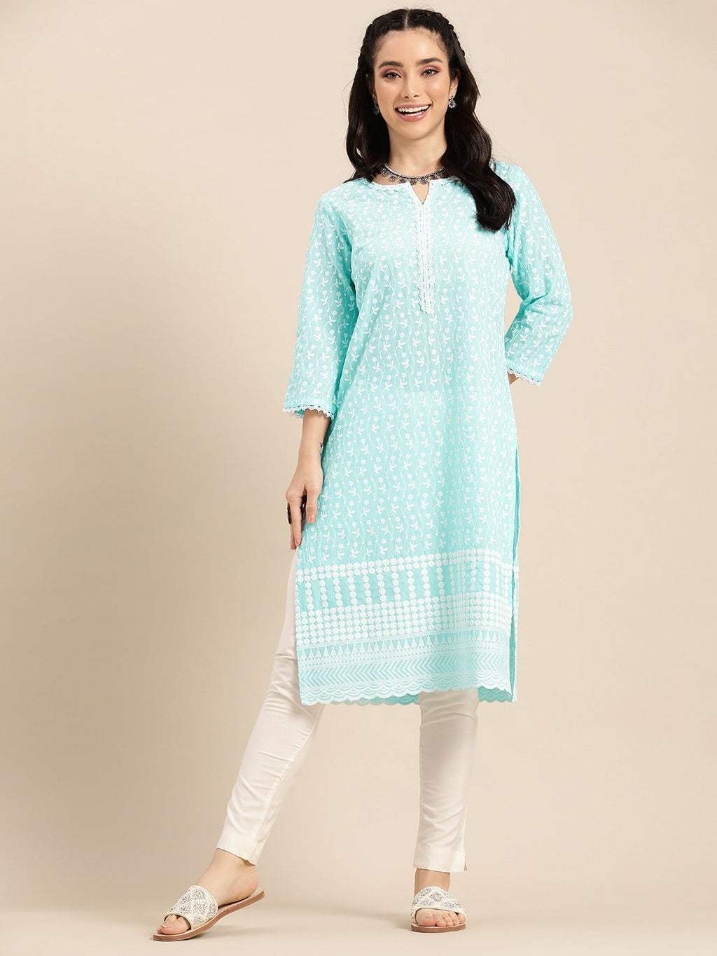 Sangria Women Ethnic Motifs Embroidered Kurta | Grocsy