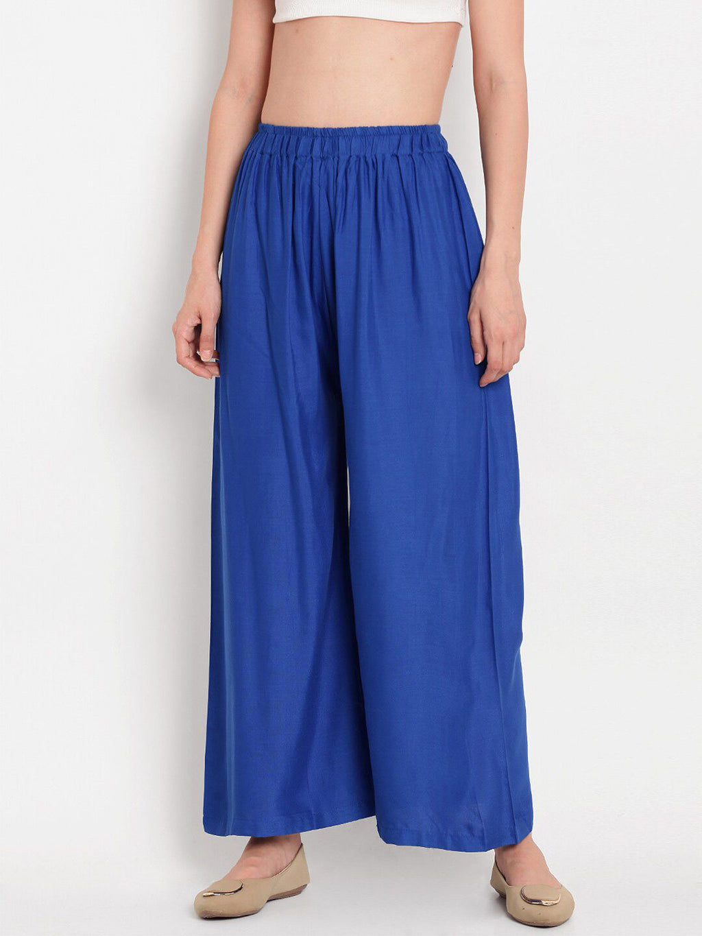 TAG 7 Women Blue Solid Palazzos | Grocsy