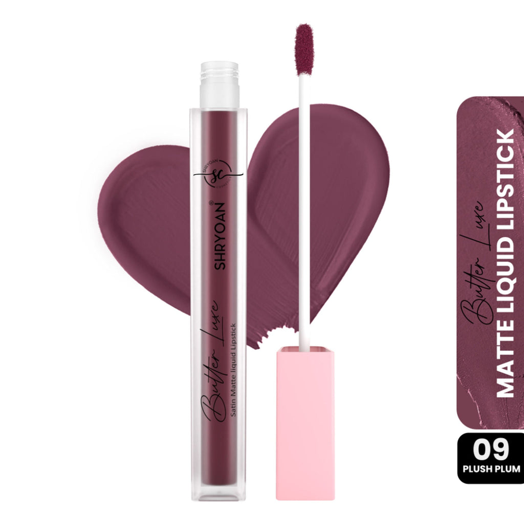 Shryoan Butter Luxe Satin Matte Liquid Lipstick - Plush Plum 09 | Grocsy