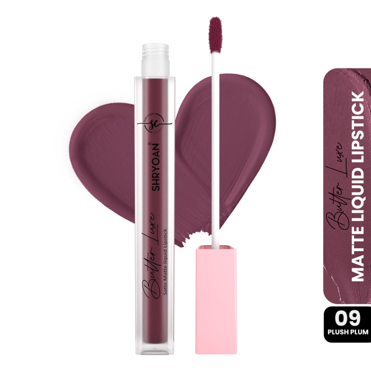 Shryoan Butter Luxe Satin Matte Liquid Lipstick - Plush Plum 09 | Grocsy