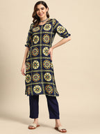Sangria Women Ethnic Motifs Printed Kurta with Trousers | Grocsy