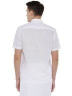 Ramraj Cotton Mens Cotton Linen Half Sleeve White Shirt | Grocsy