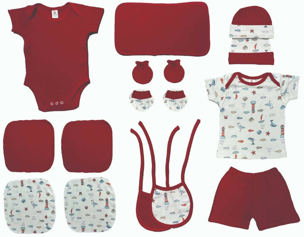 My Tiny Wear Full Sleeves New Born Baby Gift Set - Lovely Red | Grocsy