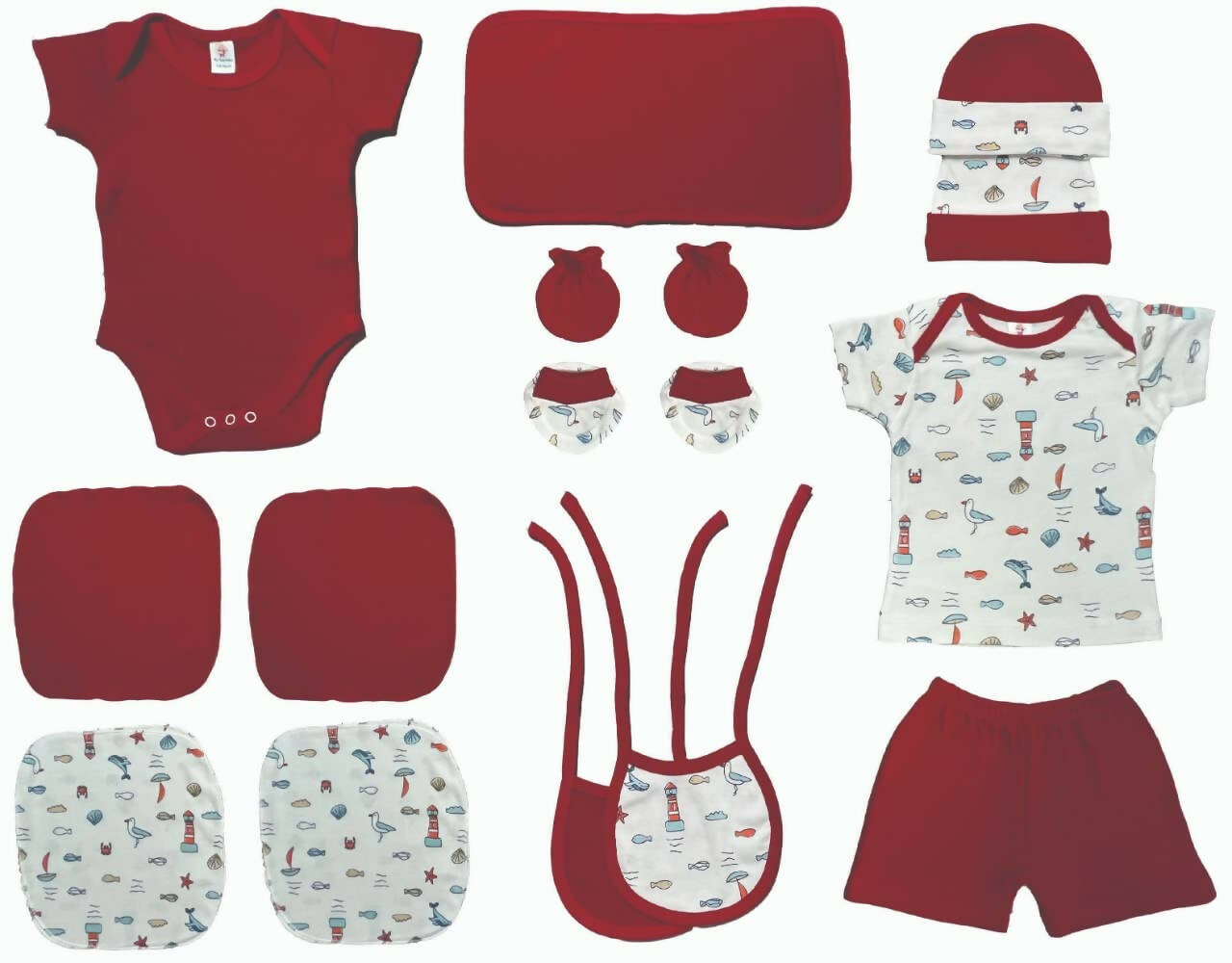 My Tiny Wear Full Sleeves New Born Baby Gift Set - Lovely Red | Grocsy