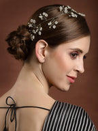 Panash Women Gold-Toned & White Beaded Tiara | Grocsy