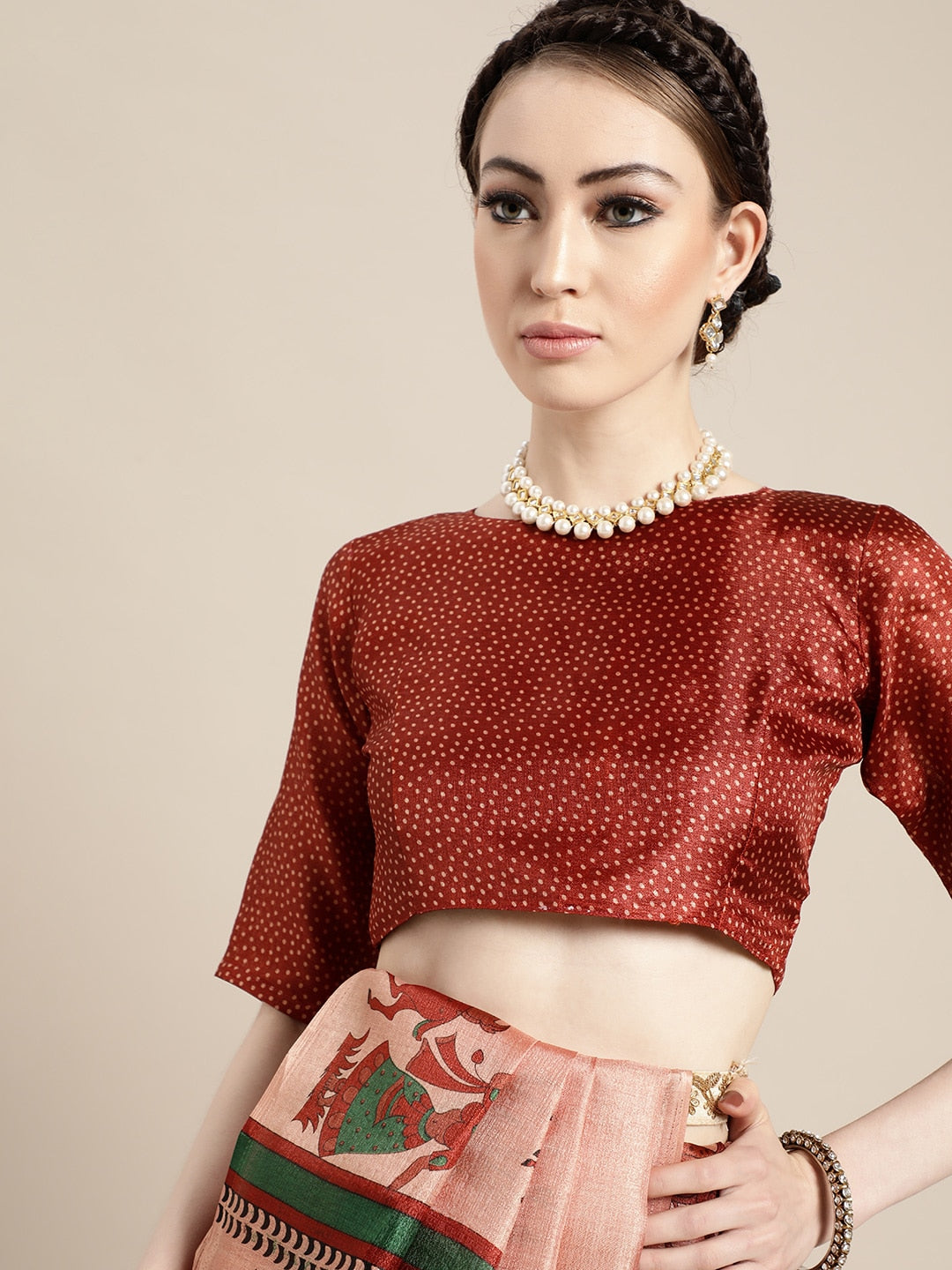 Saree Mall Saree Mall Trendy Peach and Maroon Art Silk Saree | Grocsy