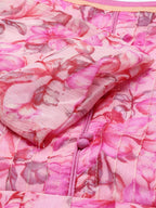 Souchii Beautiful Pink & peaches N Cream Floral Layered Chiffon Midi Dress | Grocsy