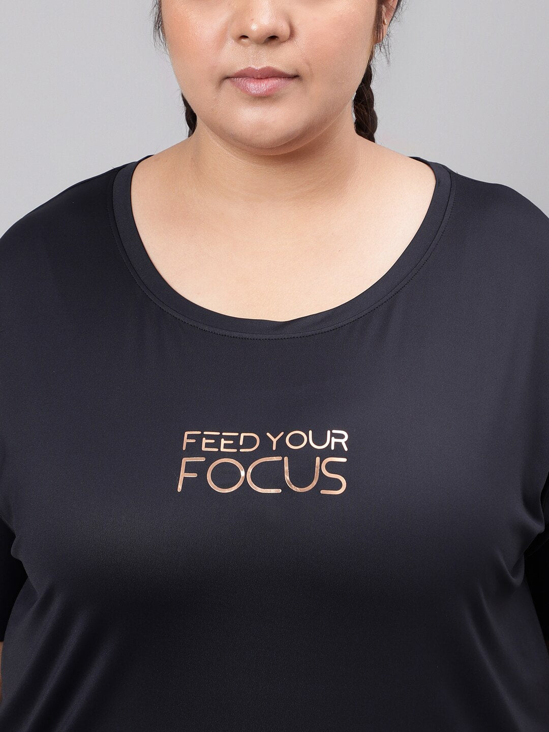 MKH Plus Size Typography Printed Relaxed Fit Dri-FIT T-shirt | Grocsy