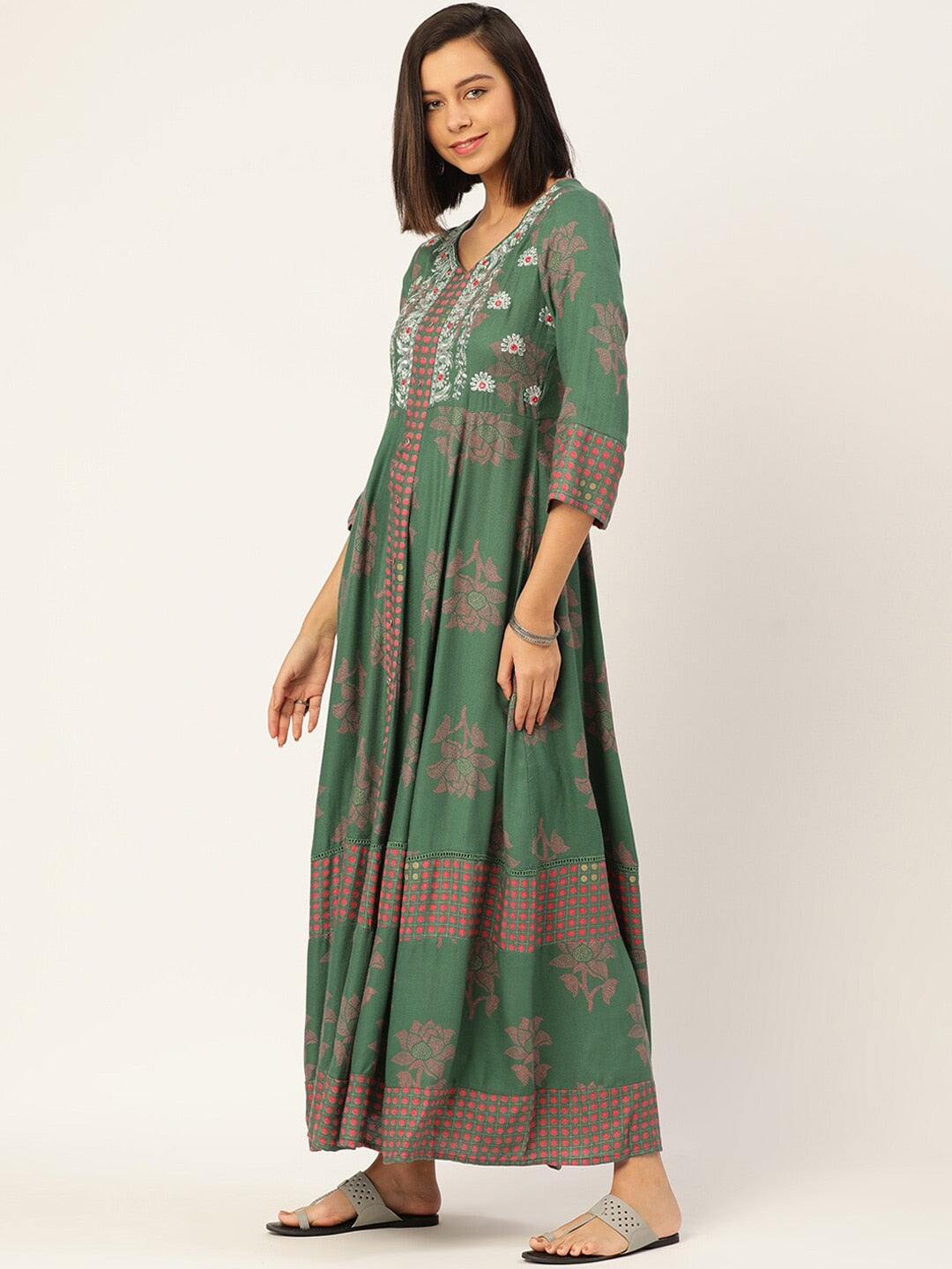 HERE&NOW Women Embroidered Kurta with Trousers & With Dupatta | Grocsy